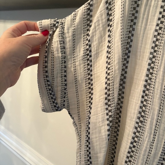 Madewell Lightspun Lakeline Popover Shirt in Cream Jacquard Stripe L - Picture 7 of 10